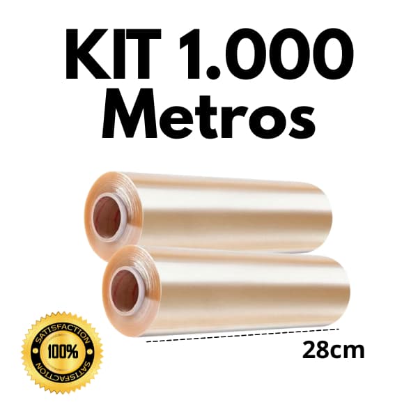 Kit Bobina Plastico De Filme Pvc 28cm X 500 METROS Esticável Resistente Rende mais