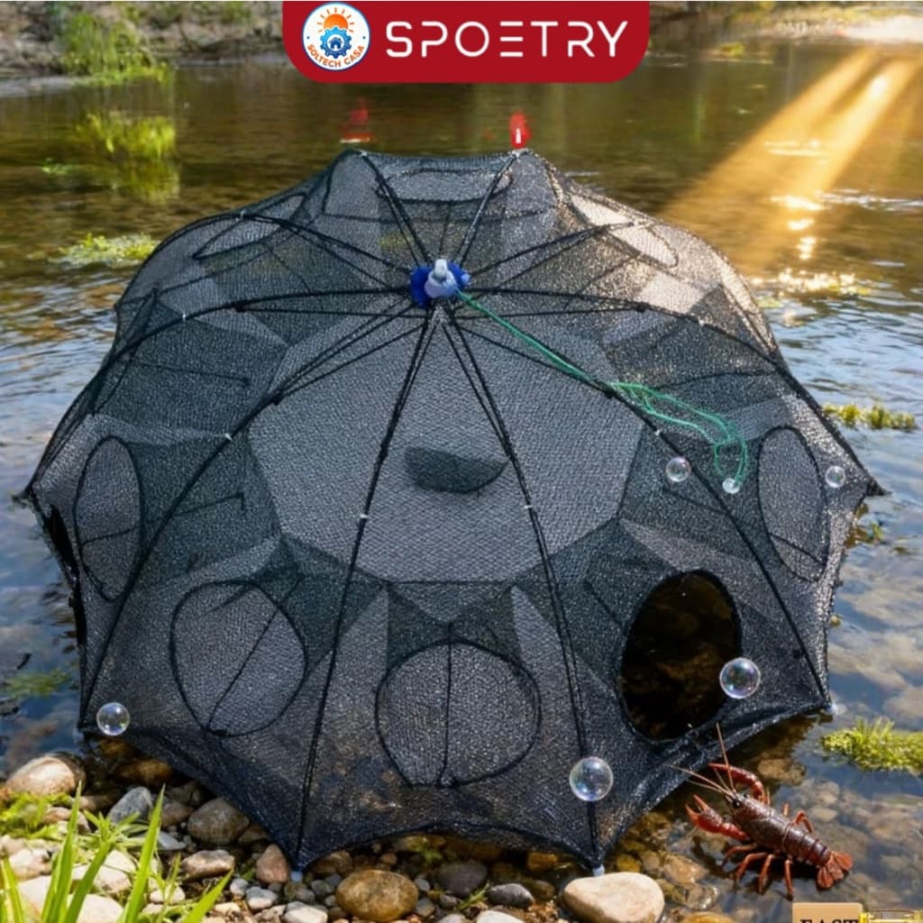 Rede De Pesca Gaiola De Camarão Dobrável Nylon Automático  Para Peixes Rede Dobrável Guarda-chuva Forma Armadilha