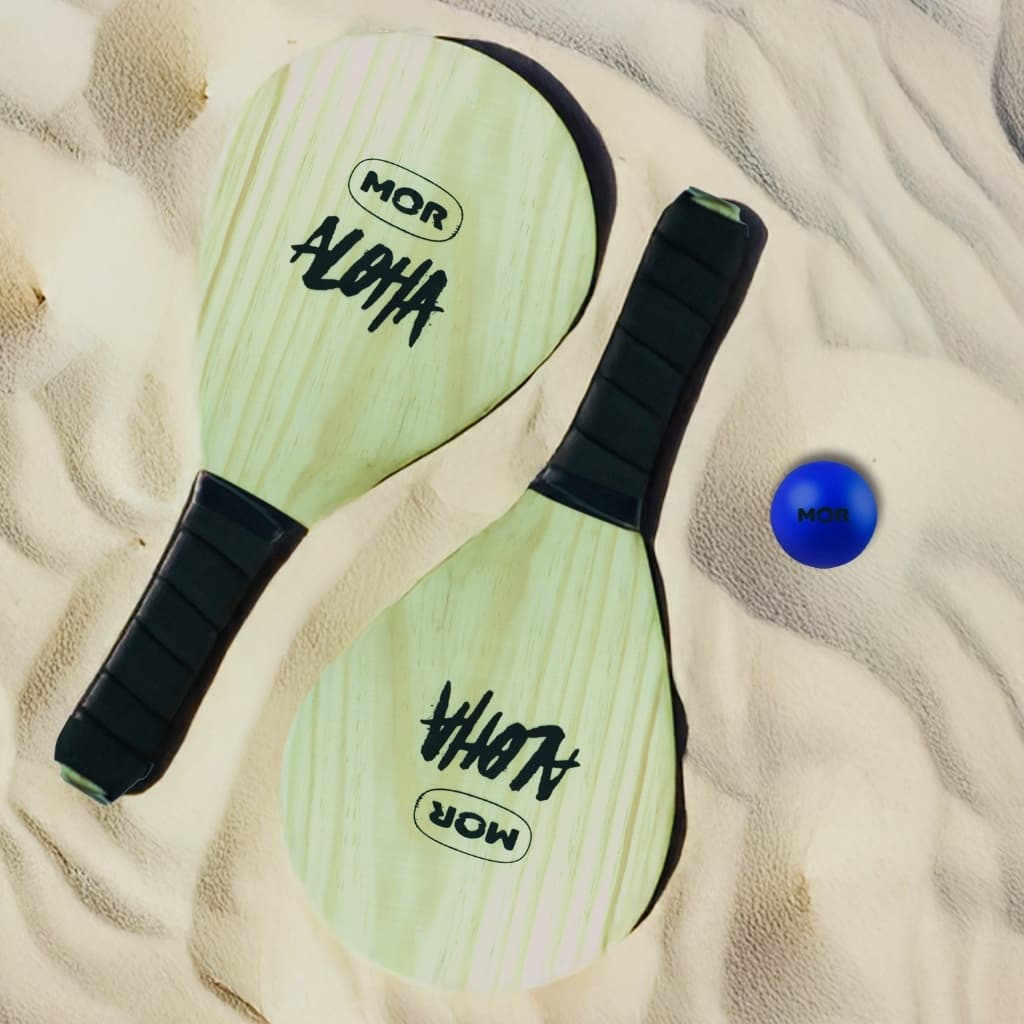 Kit Raquetes De Madeira Para Frescobol + Bolinha Mor Aloha Esporte Diversão Mor