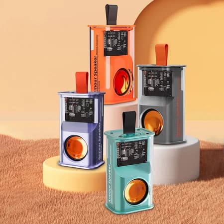 Mini Caixa De Som Bluetooth 5W Transparente com LED RGB