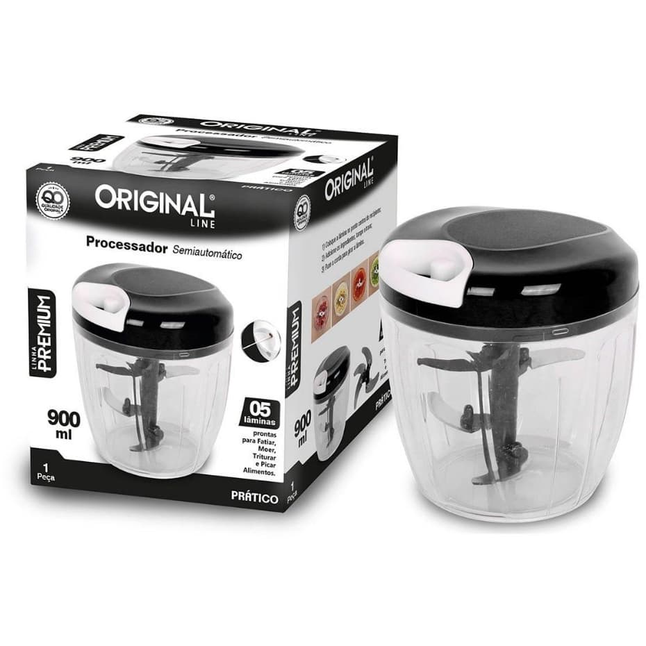 Processador de Alimentos Triturador de Alho 900ml 5 Lâminas Inox