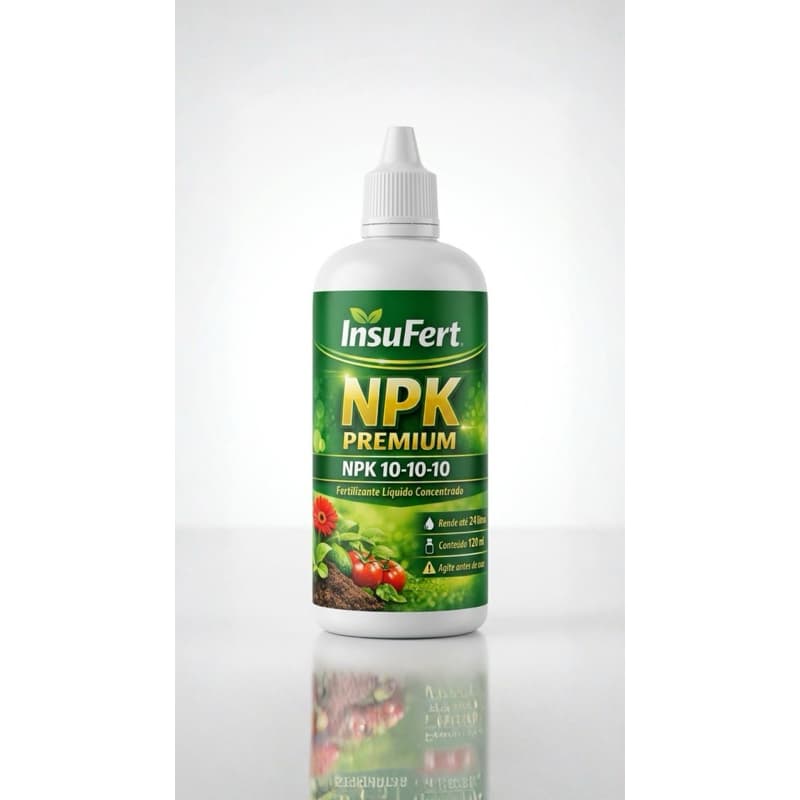 InsuFert NPK 10-10-10 Premium 120ml Fertilizante Líquido Concentrado Para Plantas Flores e Hortas