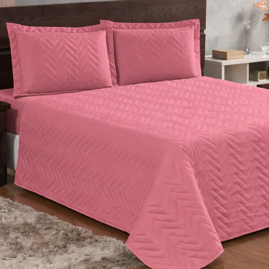 Colcha Cobre Leito Casal Padrão Imperium + 2 Fronhas Face Única