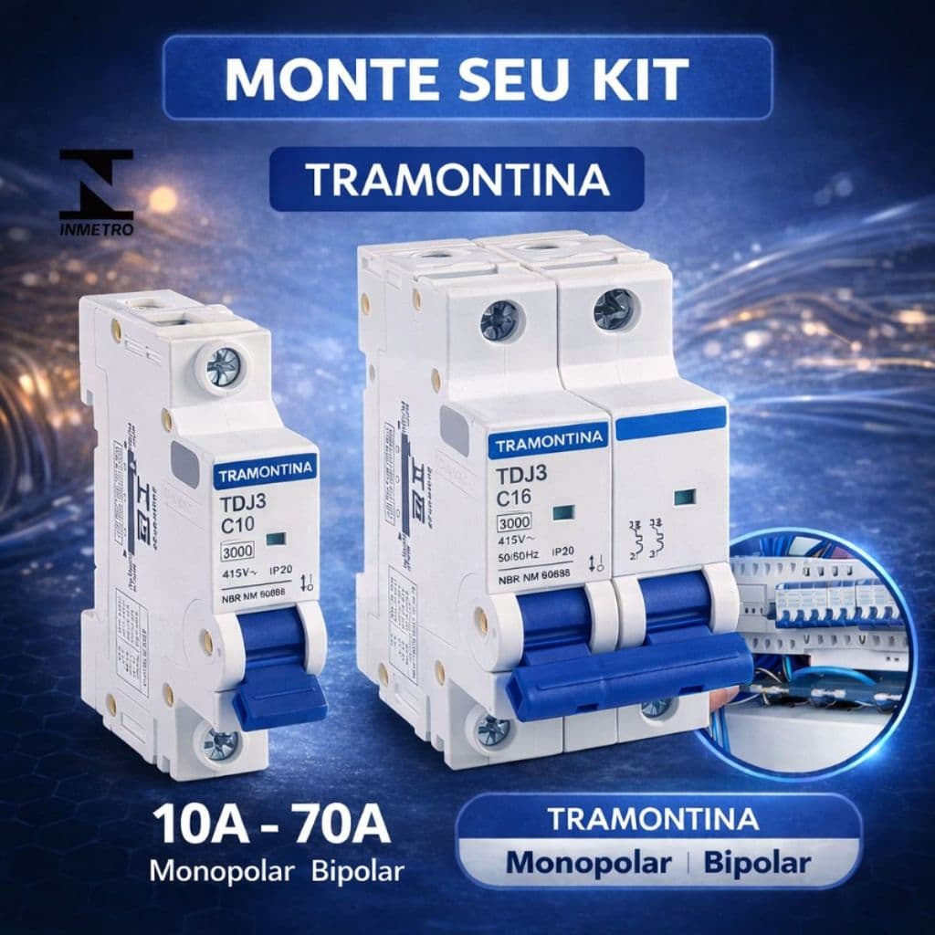 Disjuntor Unipolar e Bipolar Cuva C Din Tramontina 10a A 63a Original