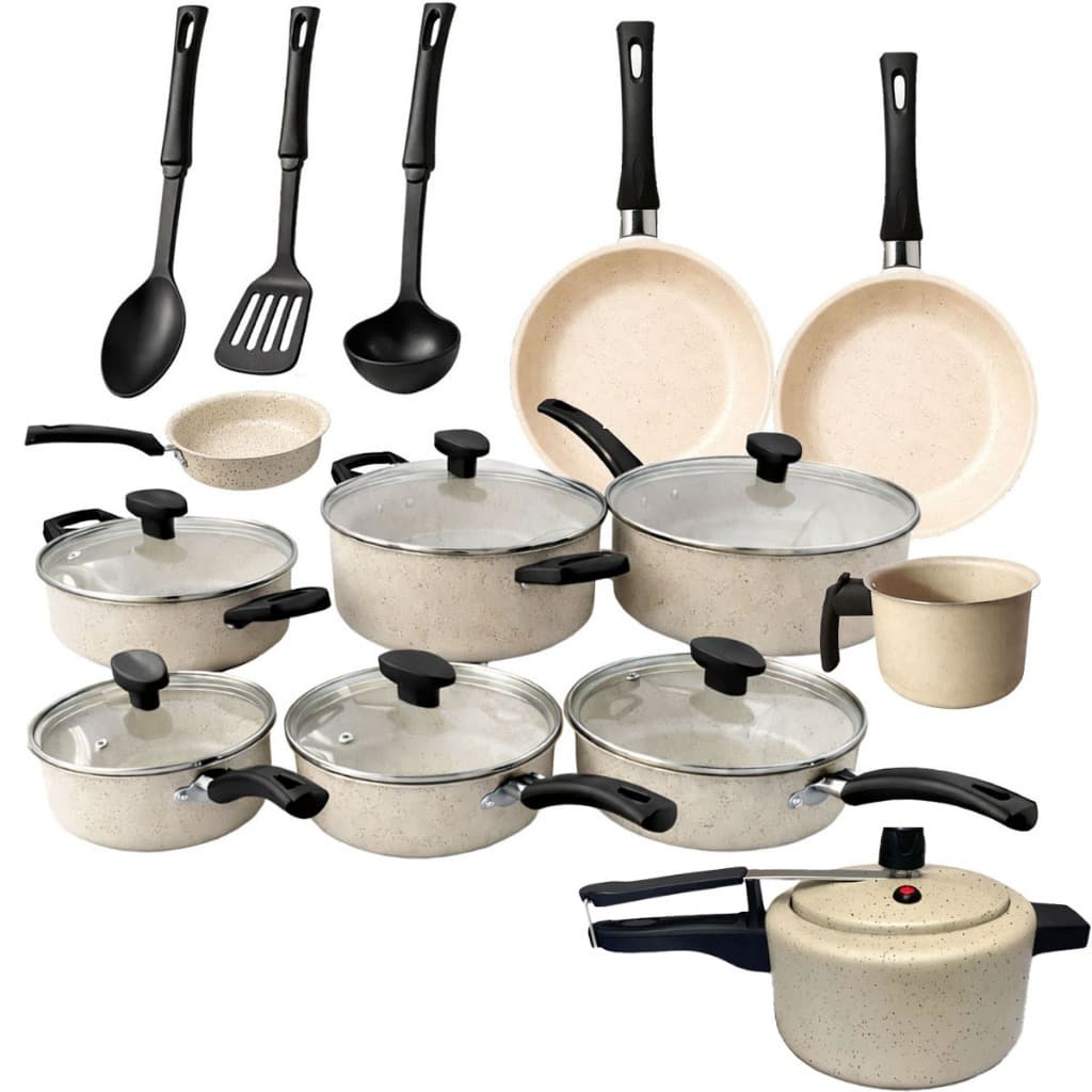 Jogo de Panelas 13 Peças + Panela de Pressão 2L Conjunto Teflon Antiaderente Frigideira Caçarola