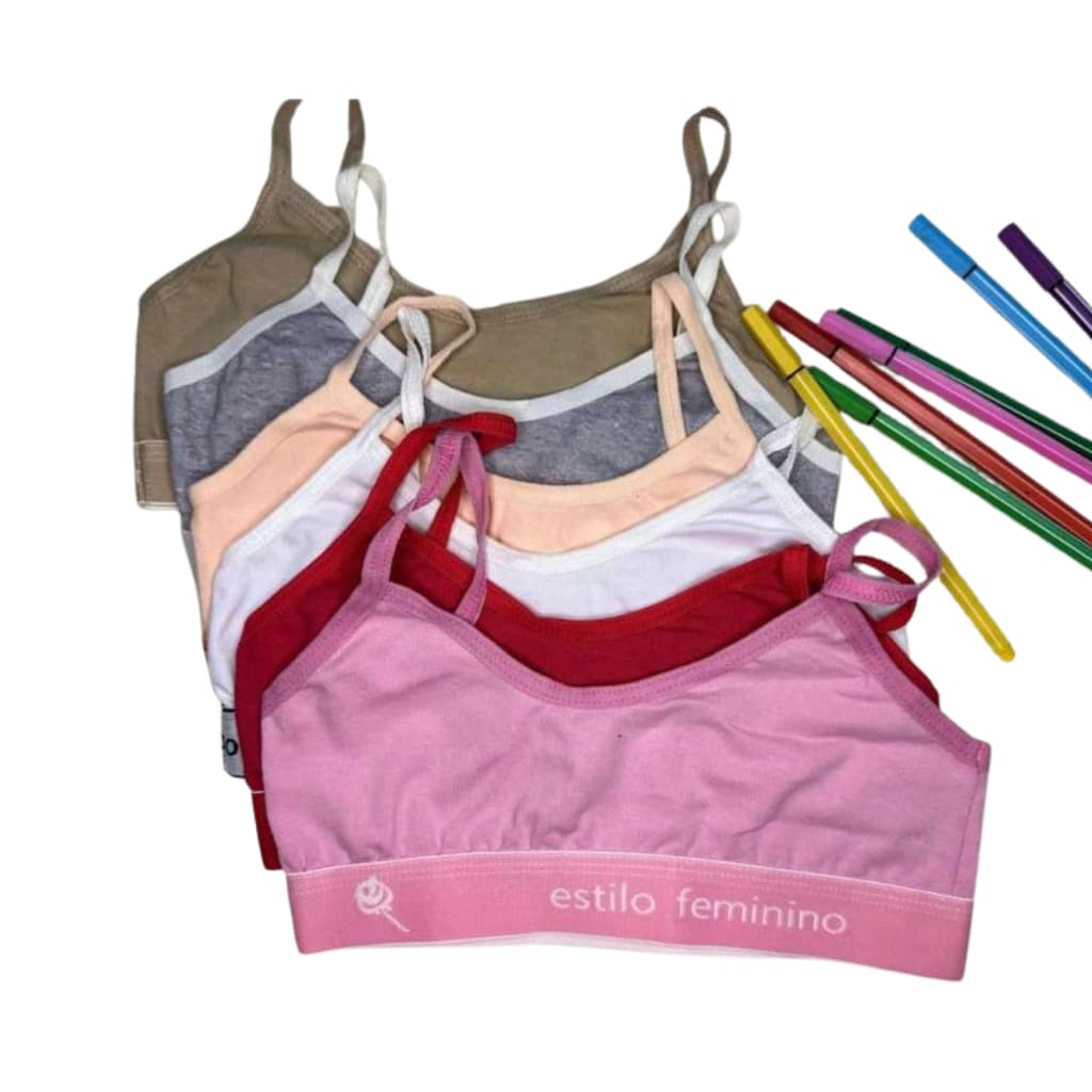 Kit 4 Tops Algodao Infantil Top Cotton Meninas Sutiã Infantil