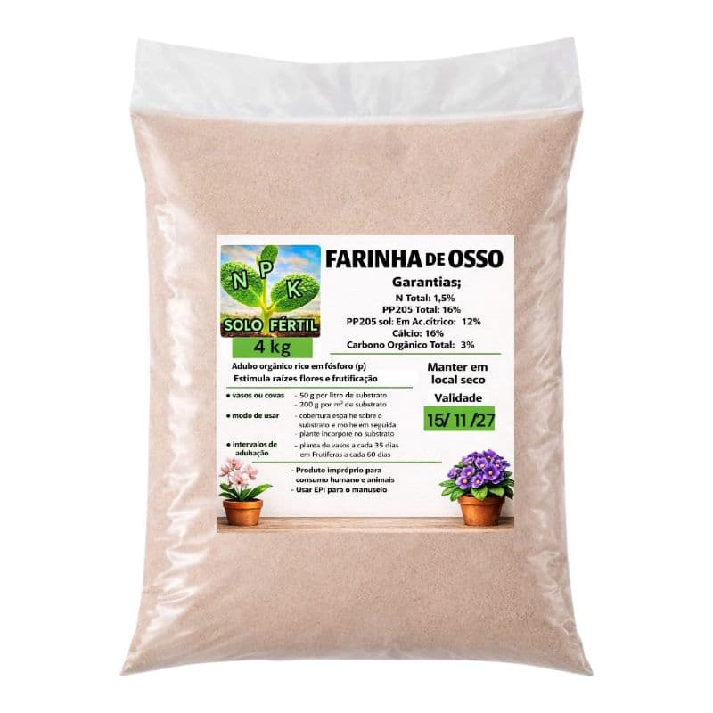 FARINHA DE OSSO CALCINADO ADUBO ORGÂNICO Rico em Fósforo para  PLANTAS, Horta, Jardim e Flores