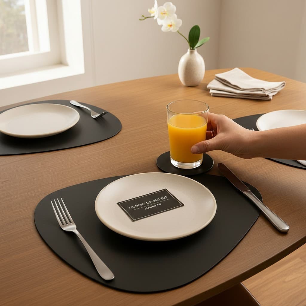 Kits Jogo americano para mesa em couro + porta copos 2 ou 4 ou 6 8 ou 10 pçs