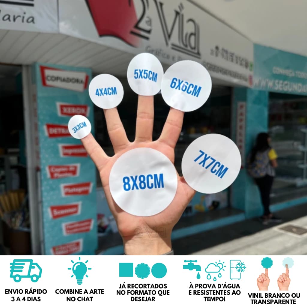 25 a 150 Adesivos Personalizados Em Rótulo Vinil Branco a Prova D'água do 3x3 4x4 5x5 6x6 7x7 Cm