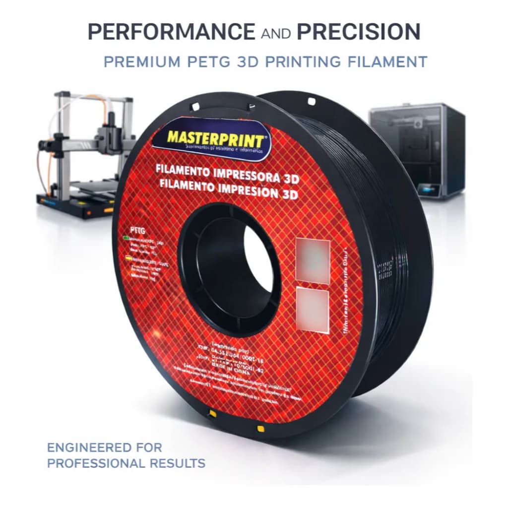 Filamento De Impressora 3d Petg 1,75mm 1kg Masterprint Preto