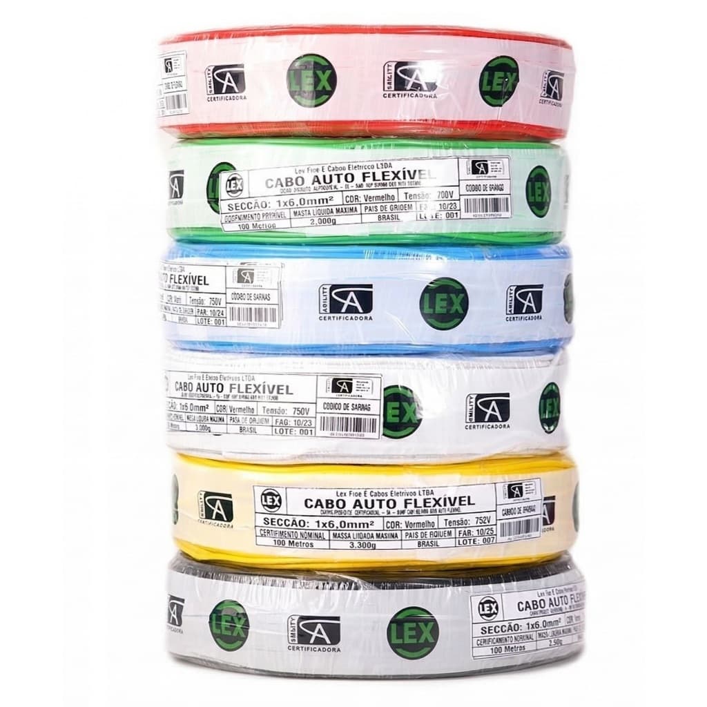 Fio Elétrico Cabo Flexível 6mm 50 Metros