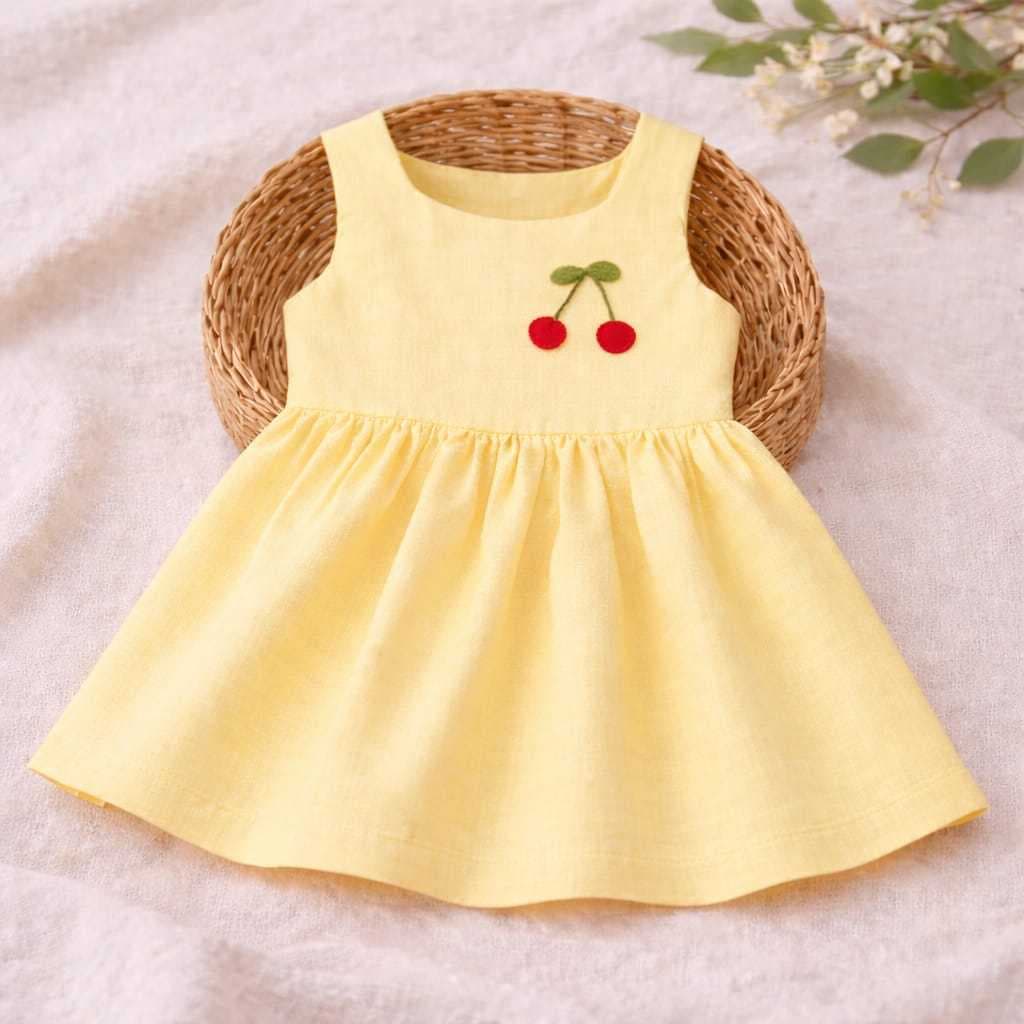 Vestido Infantil Feminino Cerejinha 100% Algodão – Leve, Confortável e Delicado