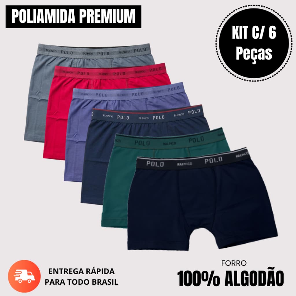 Kit 6 Cueca Infantil Boxer Box Polo Microfibra Confortável Menino