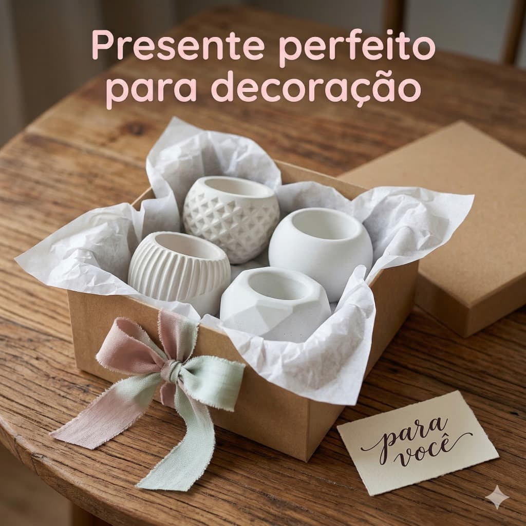 Kit 8 Vasinhos de Gesso Texturizado Decorativo - Ideal para Escritorio, Sala, Quarto