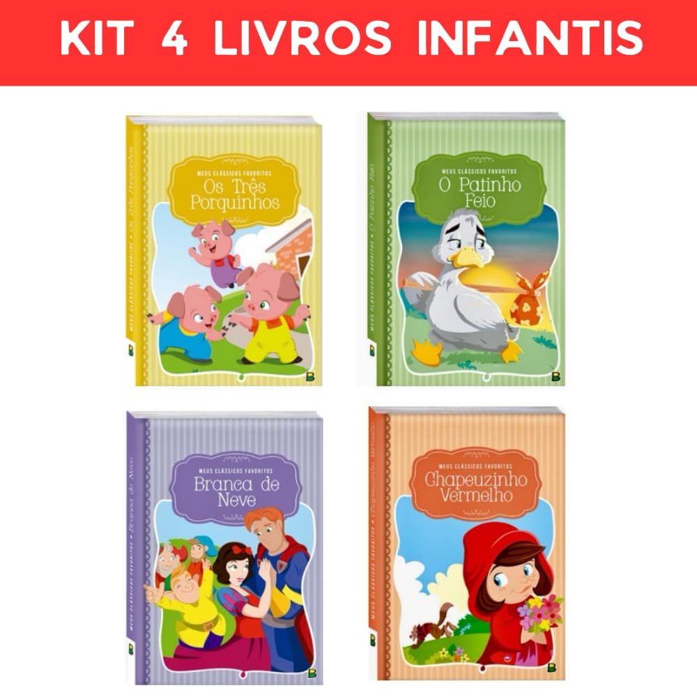 Kit 4 livros de Histórias Infantis - Meus Classicos Favoritos