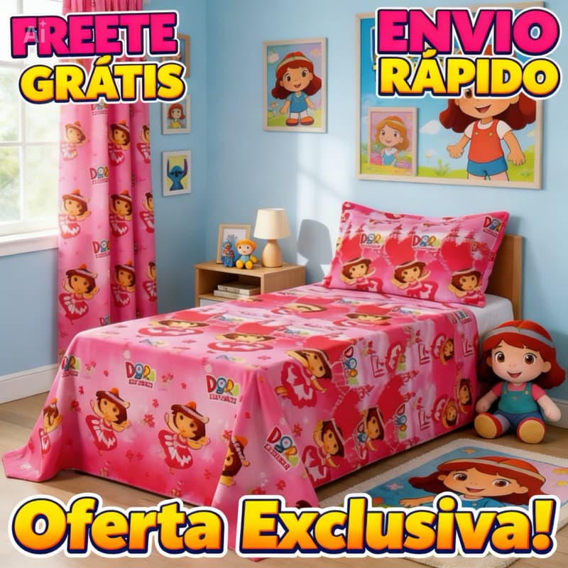 Jogo de Cama Solteiro Temático 2 Peças Estampado Toque Macio (Lençol + Fronha)