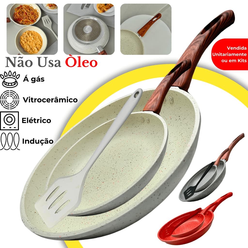 Frigideiras Ceramica Antiaderente Fogão Indução Cooktop Gás Elétrico Premium Profissional Sem óleo