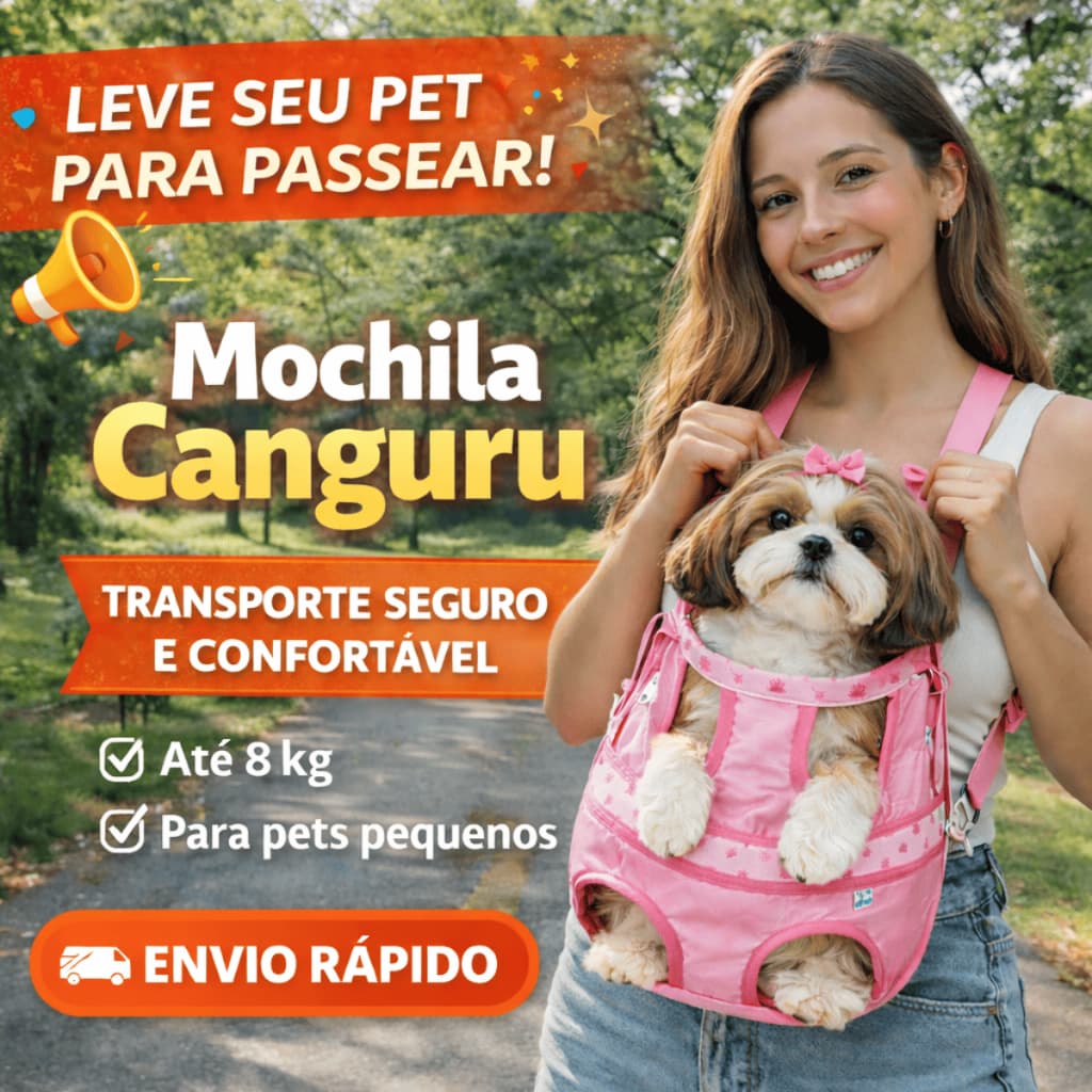 Canguru para Cachorro até 8kg | Confortável, Segura e Resistente