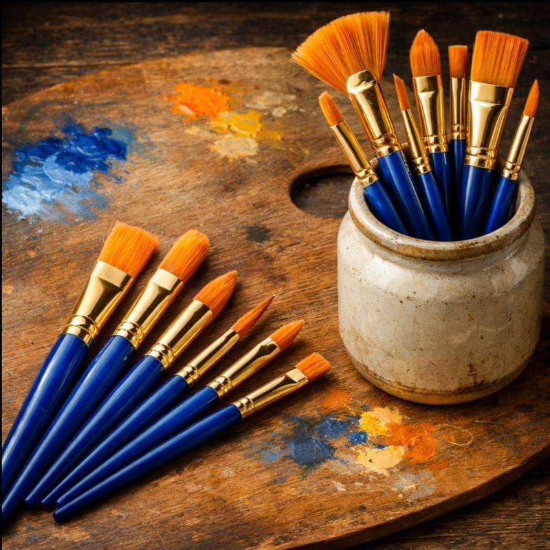 Kit 10 Pincéis artísticos pincel para pintura cerdas macias, desenhar aquarela, guache, pintura a óleo, acrílico