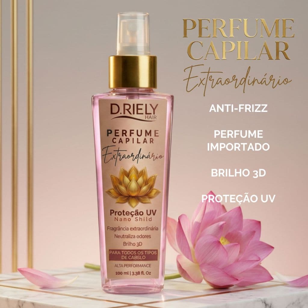 Perfume Capilar P/ Cabelo Feminino C/ Brilho Anti Frizz Proteção UV D.Riely Hair Body Splash Capilar