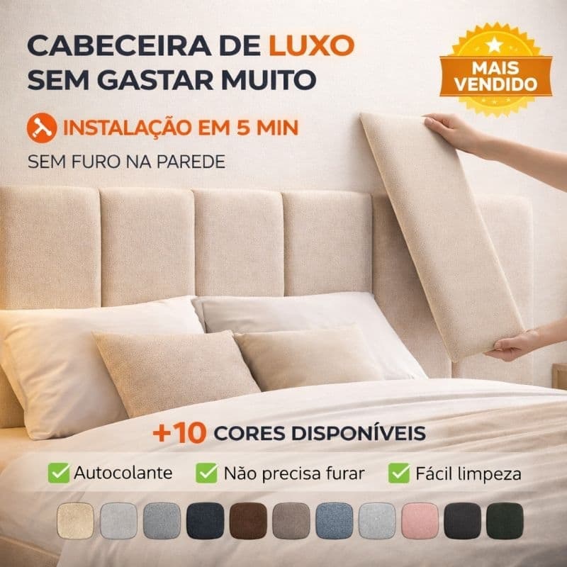 Kit Cabeceira Estofada Adesiva em Placas 45x20 Para Cama de Solteiro Casal Queen King Box