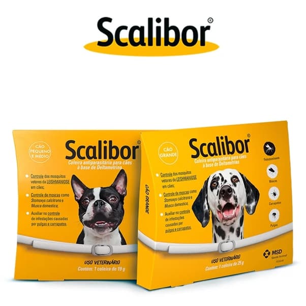 Coleira Scalibor P/G - 48cm e 65cm Leishmaniose  Antipulgas Carrapatos P/ Cães MSD