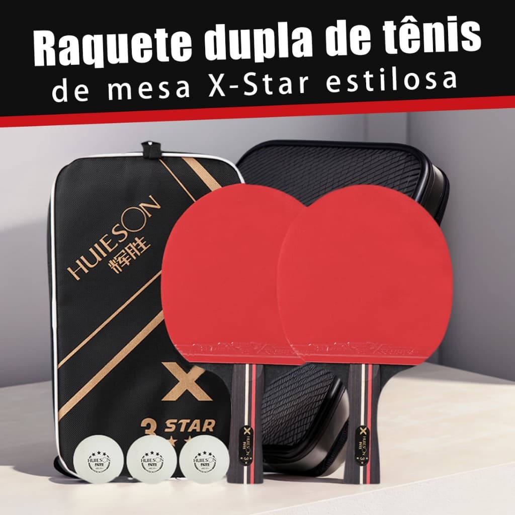 Kit Tênis de Mesa Profissional 2 Raquetes + 3 Bolas | Pingue-pongue Leve e Resistente para Iniciantes e Intermediários