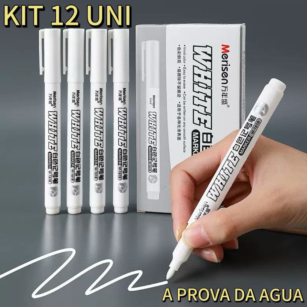 12 PÇS Caneta Branca pinta pneu Permanente Marcadora A Prova D'água - Retoque Lataria Tenis Reparos