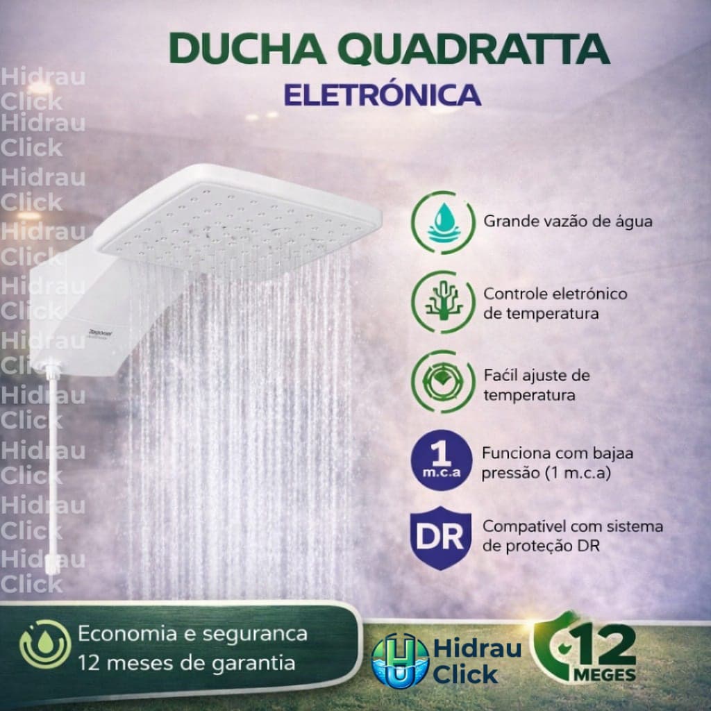 CHUVEIRO ELETRICO DUCHA QUADRATTA ELETRONICA BRANCO ZAGONEL