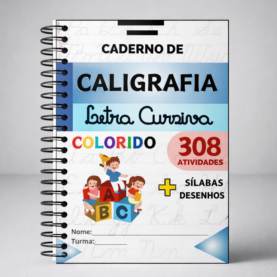 Caderno Caligrafia Infantil Letra Cursiva Alfabetização