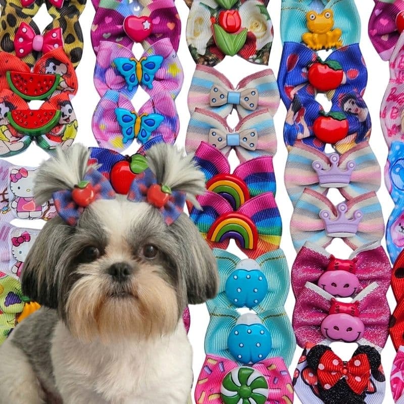 30 Laços Pet Luxo Sortidos para Banho e Tosa