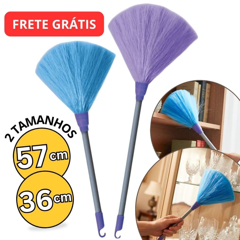 Kit 2 Espanadores Pó Sintetico Grande Pequeno Poeira Moveis