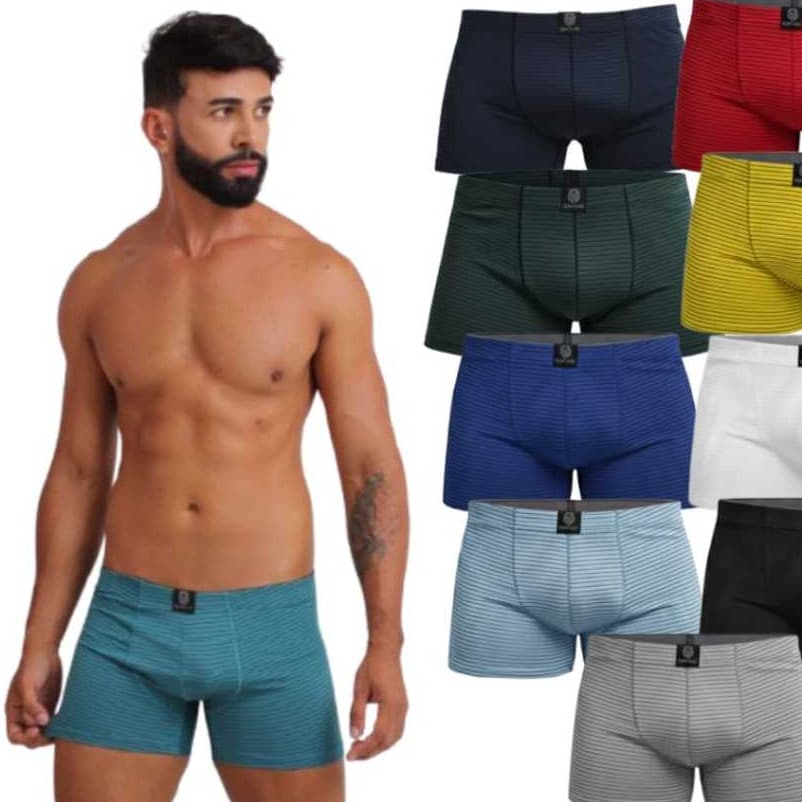 Kits de Cuecas Boxer Microfibra Box Conforto nas Pernas Leve Fria Elegante Elástico Embutido