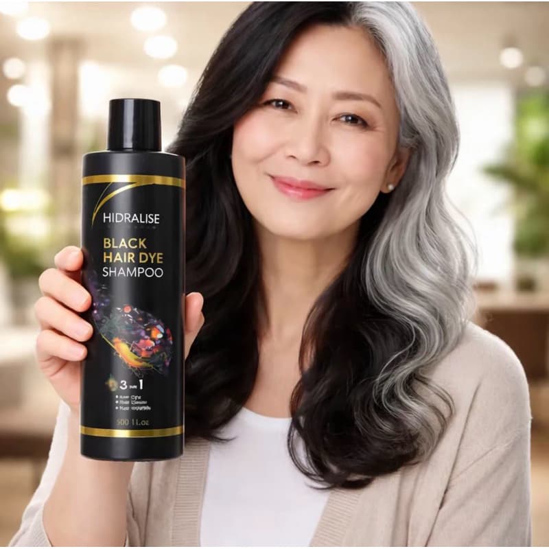 Shampoo Tonalizante Hair Dye 3 em 1 Preto 500ml Grande Escurecedor Tintura Com Extrato He Shou Wu