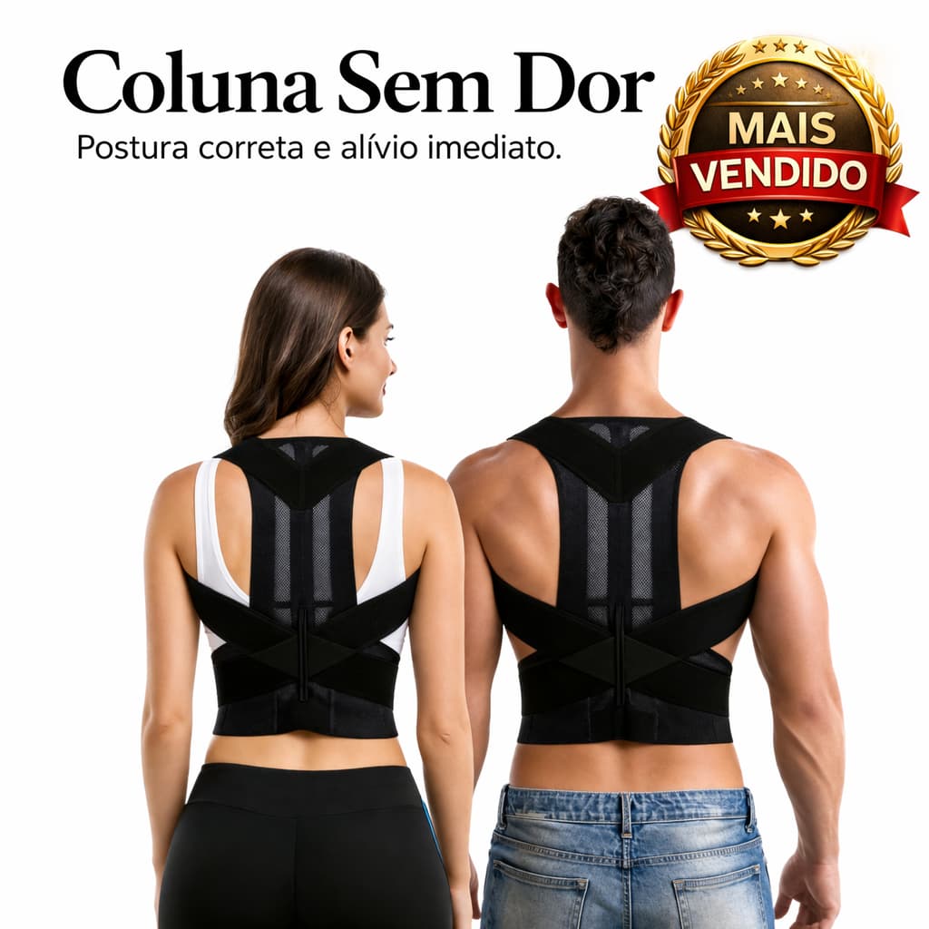 Colete Corretor Postura Lombar Coluna Costas Ombros  Cinta Ajustável Ortopédico Unisex