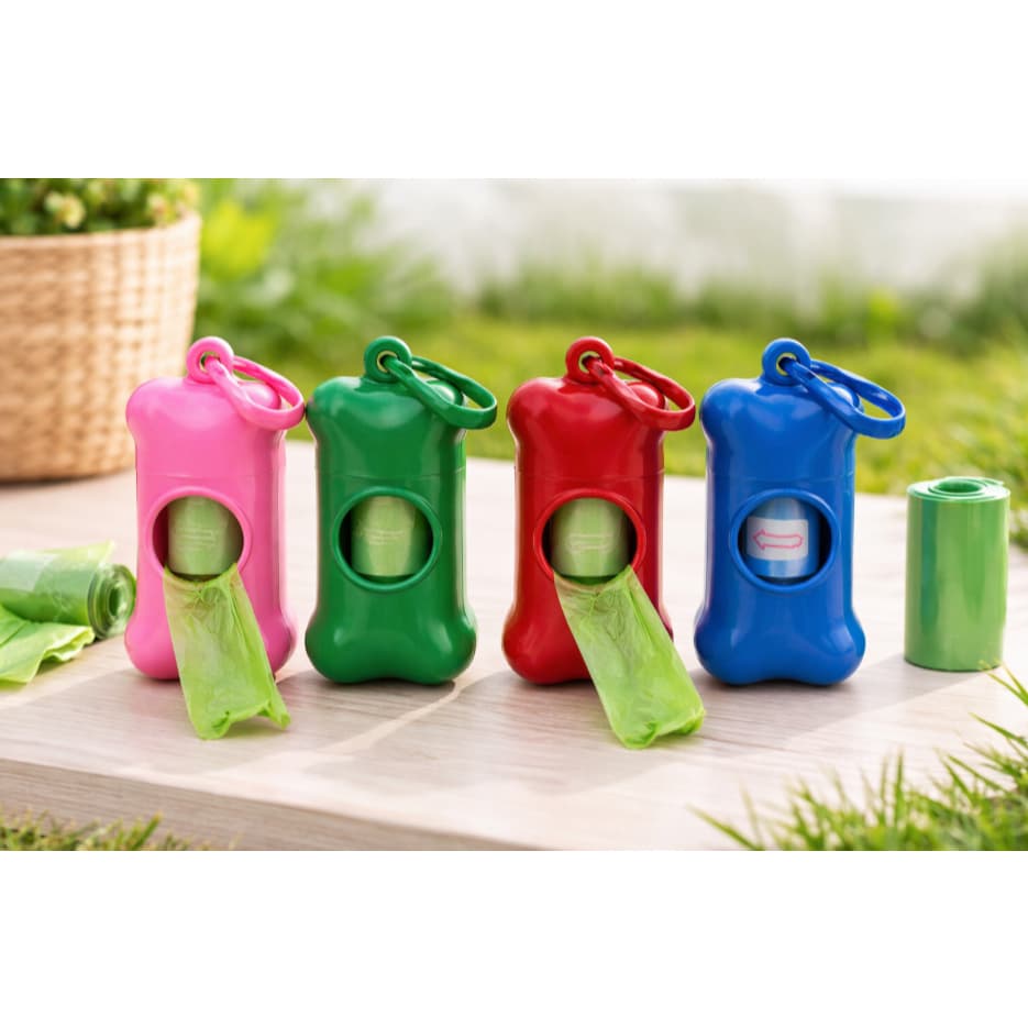 Kit Cata Caca para Cachorro Porta Saquinho Higiênico com Mosquetão Passeio Pet