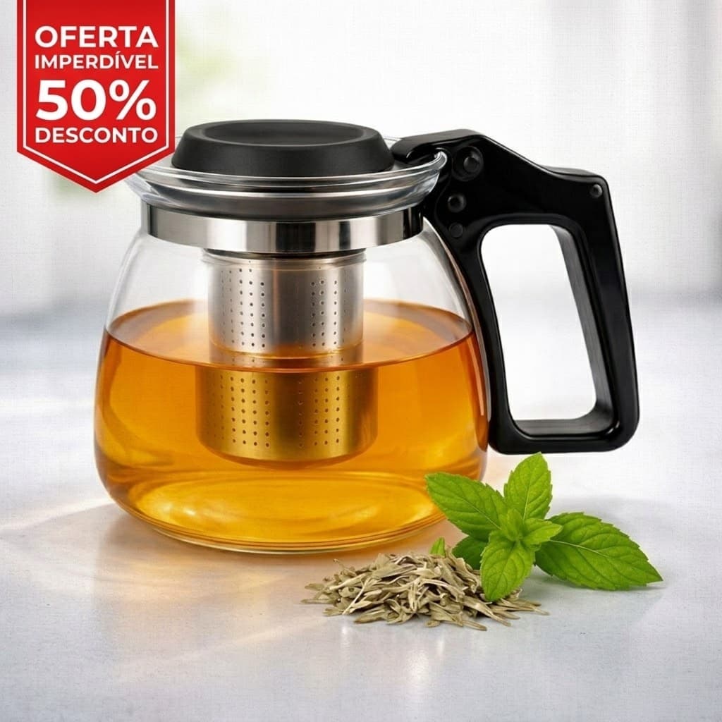 Chaleira Bule Com Infusor Para Chá Café Vidro 900ml
