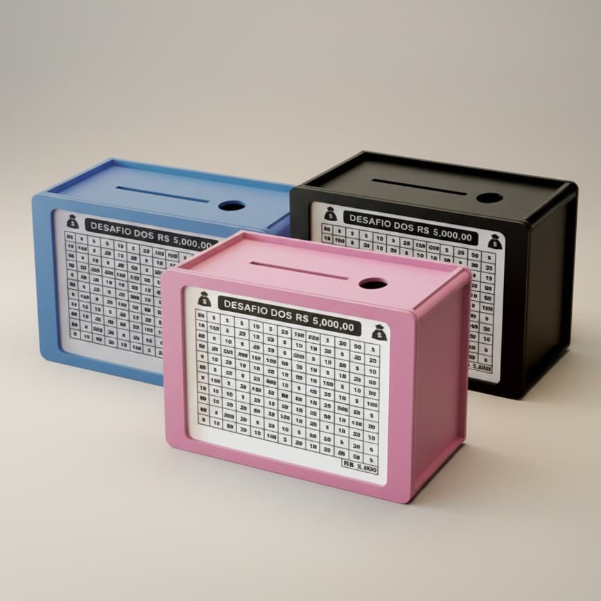 Caixa Cofre Desafio Woodbox Cofrinho Caixa de Dinheiro Poupança Cofre de Moedas
