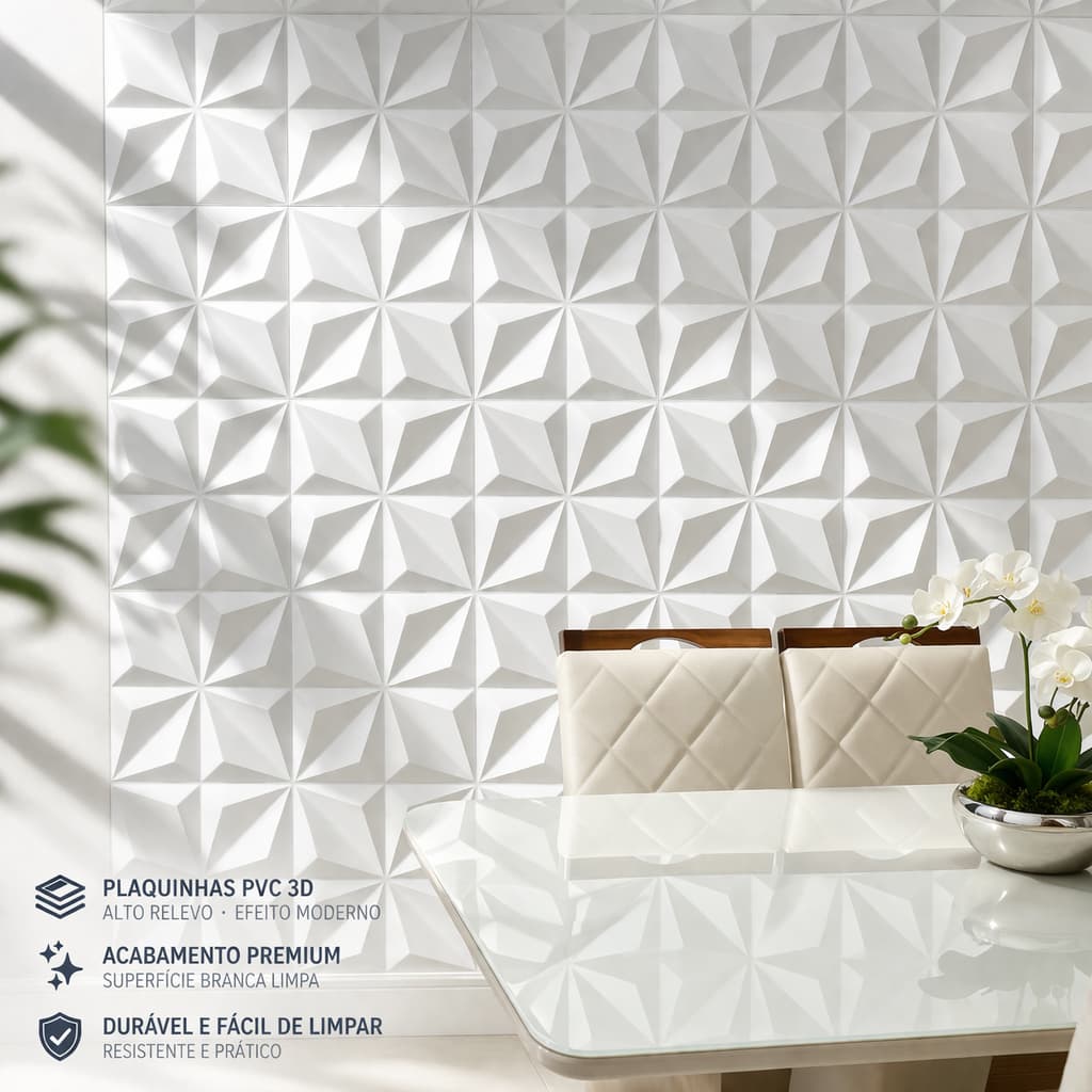 Kit 30/50/100 Placas PVC 3D 25x25cm – Revestimento de Parede Alto Relevo