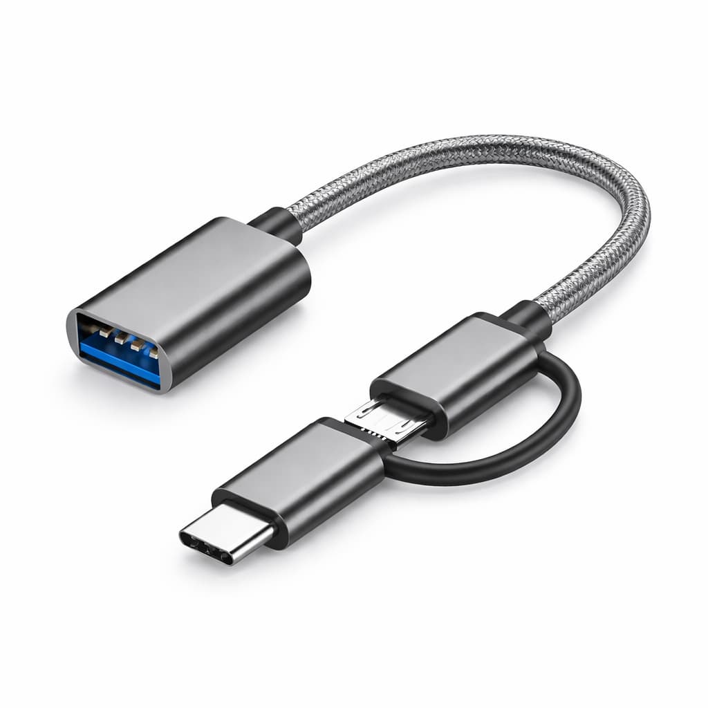 Adaptador OTG 2 em 1 USB 3.0 Tipo-C e V8 Para Ler Pendrive no Celular Samsung Xiaomi Envio Imediato