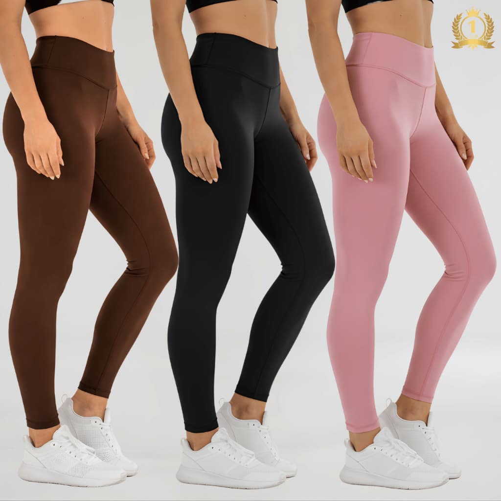 Kit 3 Legging Feminina Suplex Fitness Academia Cintura Alta Leg Modeladora