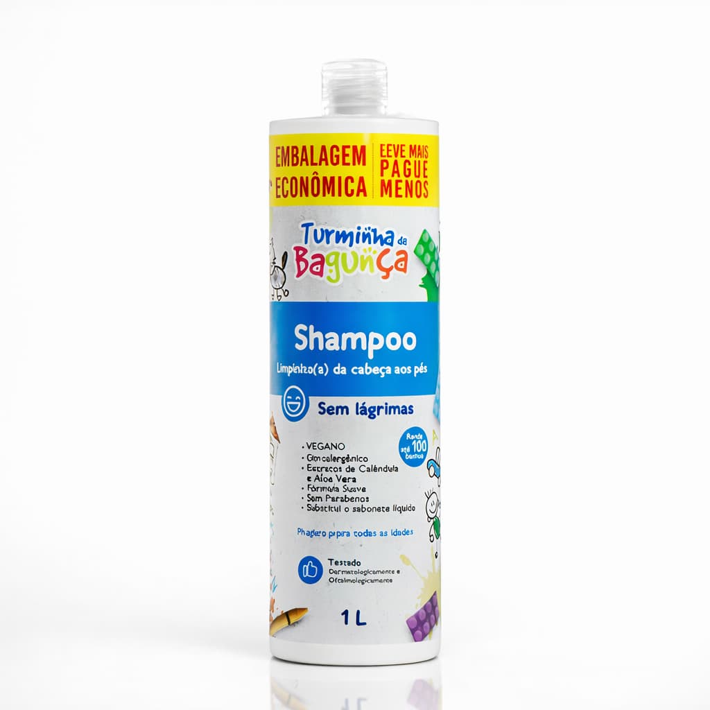 Shampoo e Sabonete Líquido Infantil Turminha da Bagunça 1 Litro Sem Lágrimas