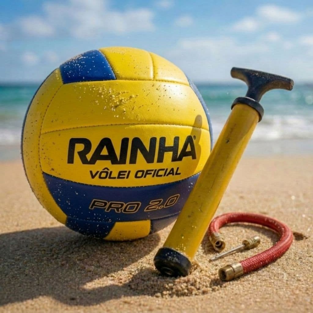 Bola de Vôlei Rainha 2.0 65 cm Costurada Quadra/Praia + Bomba De Ar