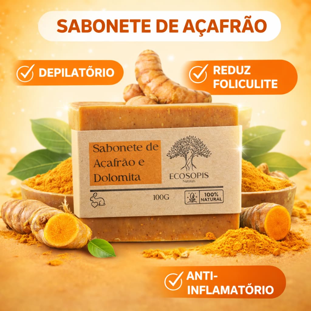 Sabonete de Açafrão e Dolomita Clareador Natural