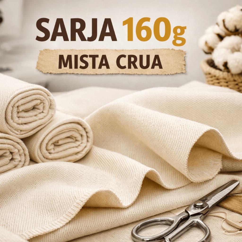 1,50m Tecido Mista Crú 160g/m² Ideal para Ecobags Bordados Artesanato (150m X 1m)