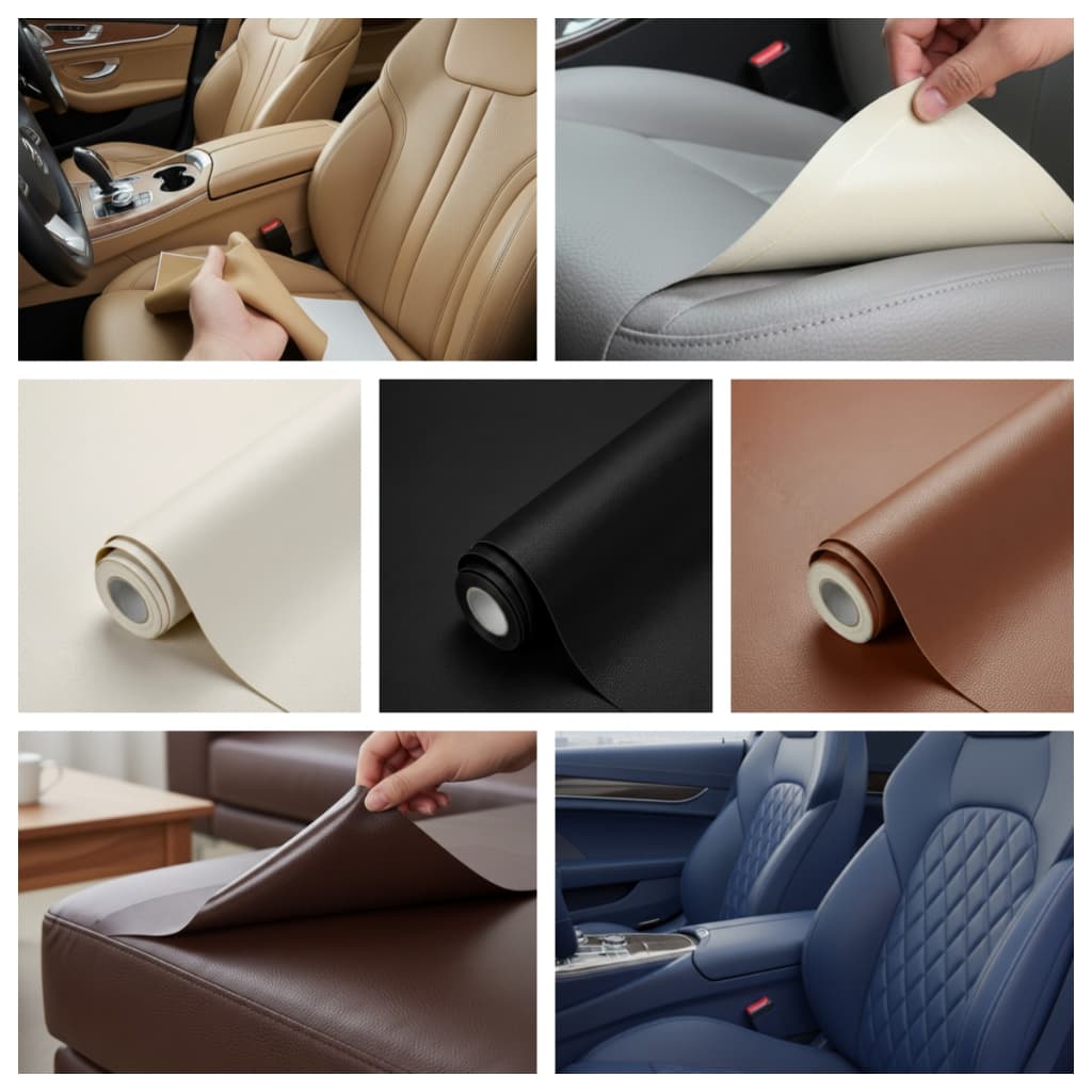 Adesivo de Couro Sintético 7 Cores Resistente a Óleo para Reparo e Renovação de Sofá Carro Moto 50cm x 1.2M
