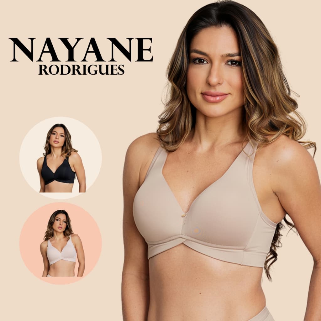 Sutiã Top Nayane Com Bojo Sem Aro Decote V Laterais Largas Confortável