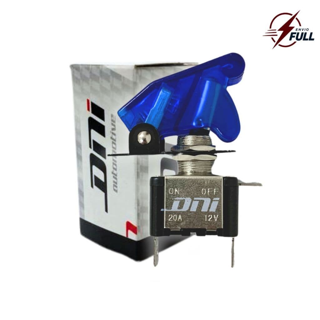 Chave Tic Tac Botão Liga Desliga 2 Posições Tipo Caça 12V Capa Azul LED DNI 2084-AZ