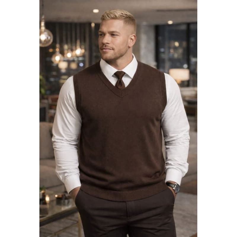 Colete Masculino Pullover - Tricot Premium - Atemporal - Decote V - sem manga - macio e confortável