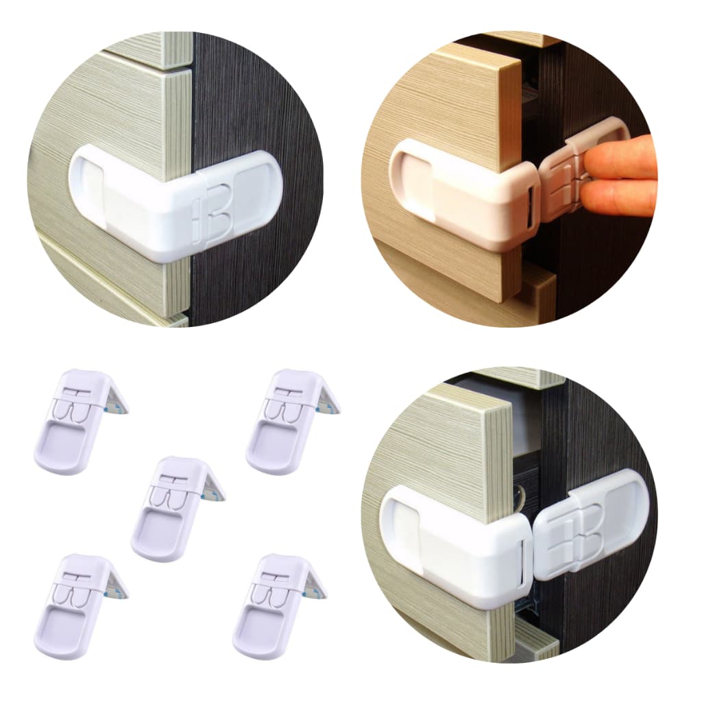 Kit 1/5/10 Und Trava Lateral Gaveta Armario Protecao Seguranca Bebe Infantil Alta Qualidade Casa